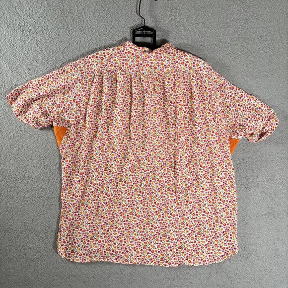 Vintage CRISCA Blouse Plus Size 1X-2X West Germany Orange Floral Viscose Hippie - Picture 9 of 13